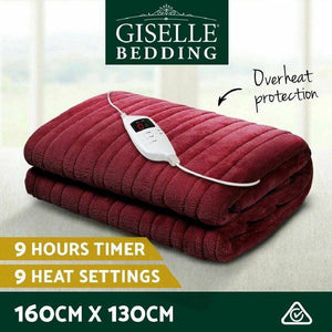 Electric Throw Blanket-Giselle Bedding- Burgundy-Size: 160 x 130cm