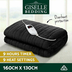 Electric Throw Blanket-Giselle Bedding- Charcoal-Size 160cm x 130cm