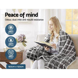 Electric Throw Blanket-Giselle Bedding-Grey and white checkered-Size 160cm x 130cm