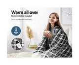 Electric Throw Blanket-Giselle Bedding-Grey and white checkered-Size 160cm x 130cm