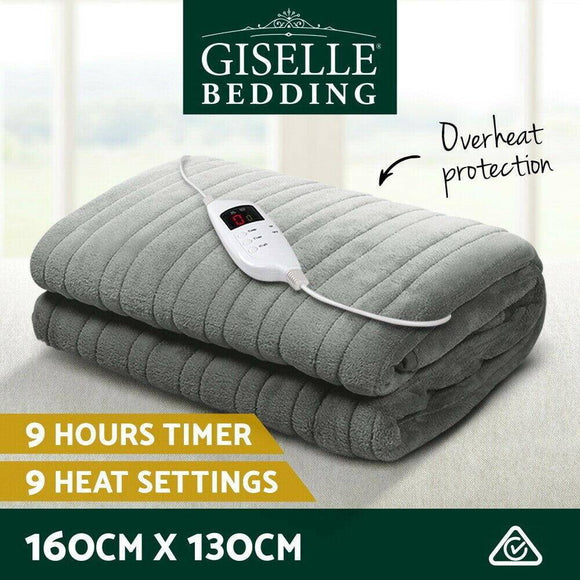 Electric Throw Blanket-Giselle Bedding- Silver-Size 160cm x 130cm