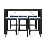 7 Piece Outdoor Furniture Dining Table Set - Black