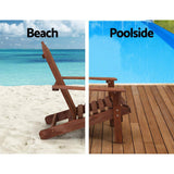 Outdoor Sun Lounge Beach Chairs Table Setting Wooden Adirondack Patio Brown Chair