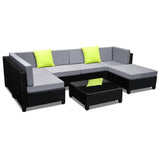 Gardeon 7PC Sofa Set Outdoor Furniture Lounge Setting Wicker Patio Pool