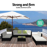 Gardeon 7PC Sofa Set Outdoor Furniture Lounge Setting Wicker Patio Pool