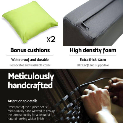 Gardeon 7PC Sofa Set Outdoor Furniture Lounge Setting Wicker Patio Pool