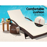 2x Sun Lounge Outdoor Furniture Day Bed Rattan Wicker Lounger Patio