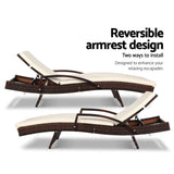 2x Sun Lounge Outdoor Furniture Day Bed Rattan Wicker Lounger Patio