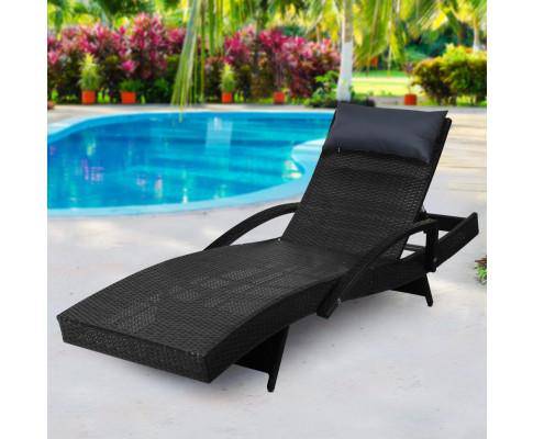 Outdoor Sun Lounge Chair Furniture Day Bed Wicker Pillow Sofa Set