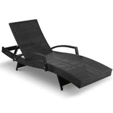 2x Sun Lounge Outdoor Furniture Wicker Lounger Rattan Day Bed Garden Patio Black