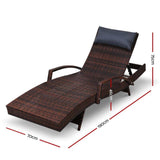 Outdoor Sun Lounge Furniture Day Bed Wicker Pillow Sofa Set