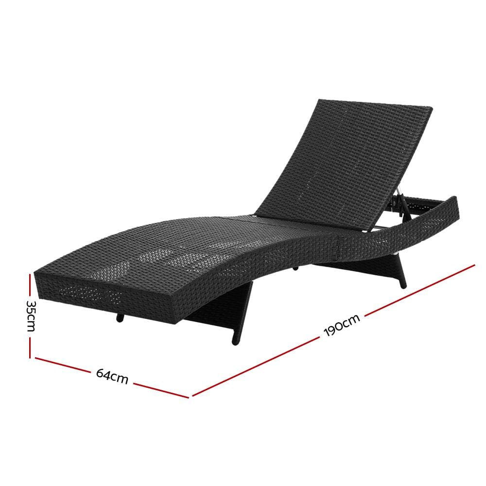 Outdoor Wicker Sun Lounge - Black