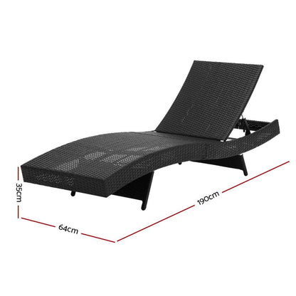 Outdoor Wicker Sun Lounge - Black