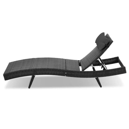 Outdoor Wicker Sun Lounge - Black