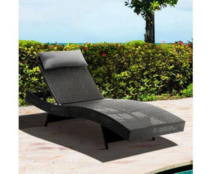 Outdoor Wicker Sun Lounge - Black