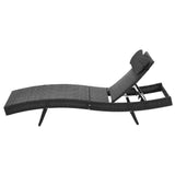 2x Outdoor Sun Lounge Setting Wicker Lounger Day Bed Rattan Patio Furniture Black