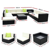 Gardeon 12PC Sofa Set with Storage Cover Outdoor Furniture Wicker