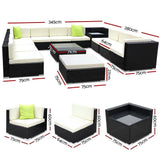 Gardeon 13PC Sofa Set with Storage Cover Outdoor Furniture Wicker