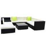 Gardeon 9PC Sofa Set with Storage Cover Outdoor Furniture Wicker