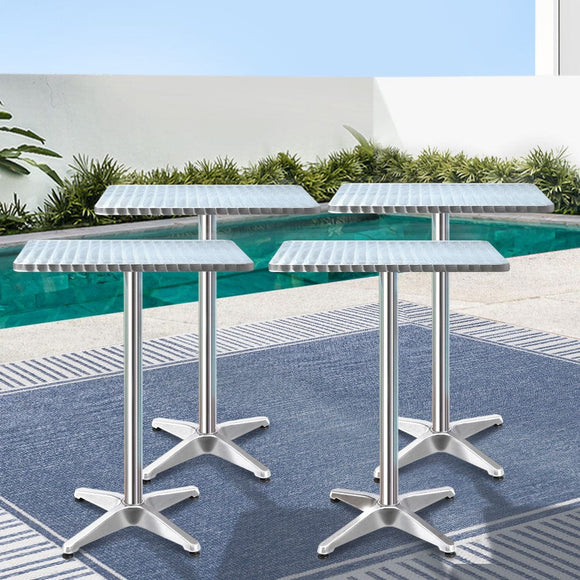 Gardeon 6pcs Outdoor Bar Table Adjustable Aluminium Square Cafe Table