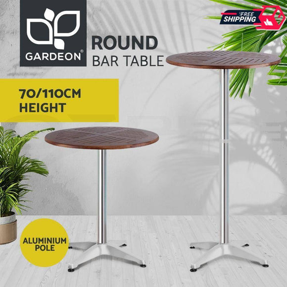 Outdoor Bar Table Furniture Wooden Cafe Table Aluminium Adjustable Round Gardeon