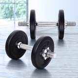 Everfit 10kg Dumbbell Set Weight Plates Dumbbells Lifting Bench