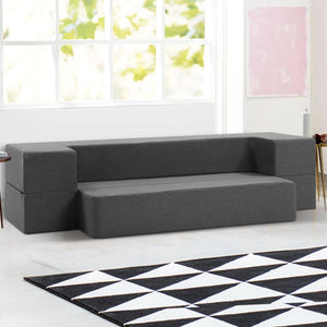 Giselle Bedding Portable Sofa Bed Folding Mattress Lounger Chair Ottoman Grey