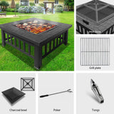 Fire Pit Outdoor  BBQ Table Grill Fireplace Stone Pattern 81x 81 x 45cm