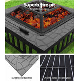Fire Pit Outdoor  BBQ Table Grill Fireplace Stone Pattern 81x 81 x 45cm
