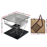 Fire Pit BBQ Portable Folding Stainless Steel Stove Outdoor Pits-42cm X 34cm X 36cm