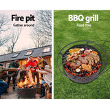 Fire Pit 30 Inch Portable Outdoor and BBQ - 76X76X50cm