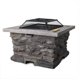 Fire Pit Table Stone Base Outdoor Patio Heater Fire Pit Table 74 X 74 X 60 cm