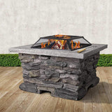 Fire Pit Table Stone Base Outdoor Patio Heater Fire Pit Table 74 X 74 X 60 cm
