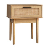 Bedside Tables Table 1 Drawer Rattan Wood Nightstand