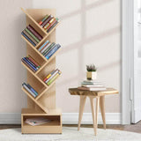 Display Shelf 7-Shelf Tree Bookshelf Book Storage Rack Bookcase Natural-Artiss