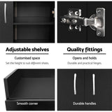 2 Doors Shoe Cabinet Storage Cupboard - Black