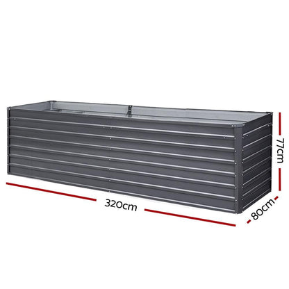 Green Fingers Garden Bed 320x80x77cm Planter Box Raised Container Galvanised Herb