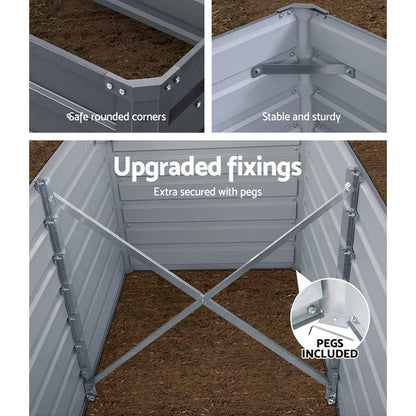 Green Fingers Garden Bed 320x80x77cm Planter Box Raised Container Galvanised Herb
