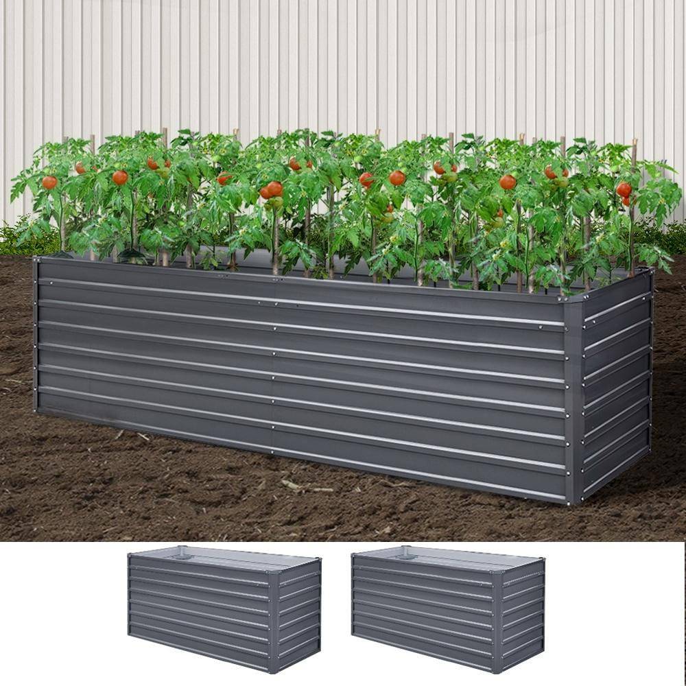 Green Fingers Garden Bed 320x80x77cm Planter Box Raised Container Galvanised Herb