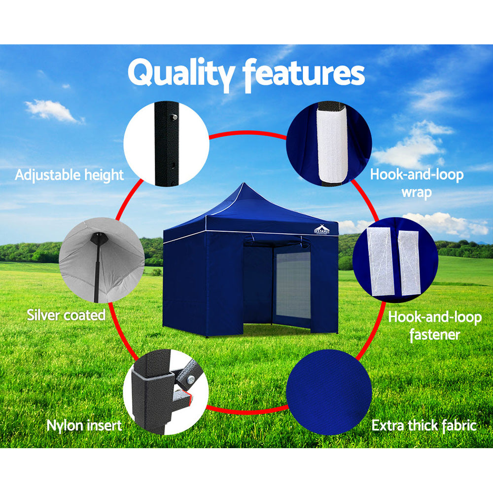 Instahut Gazebo Pop Up Marquee 3x3m-Blue