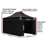 Gazebo Pop Up Marquee 3x4.5m Folding Wedding Tent Gazebos Shade Black