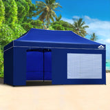 Gazebo Pop Up Marquee 3x6m Folding Wedding Tent Gazebos Shade Blue-Instahut