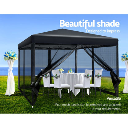 Gazebo Pop Up Marquee 3x3m-Black