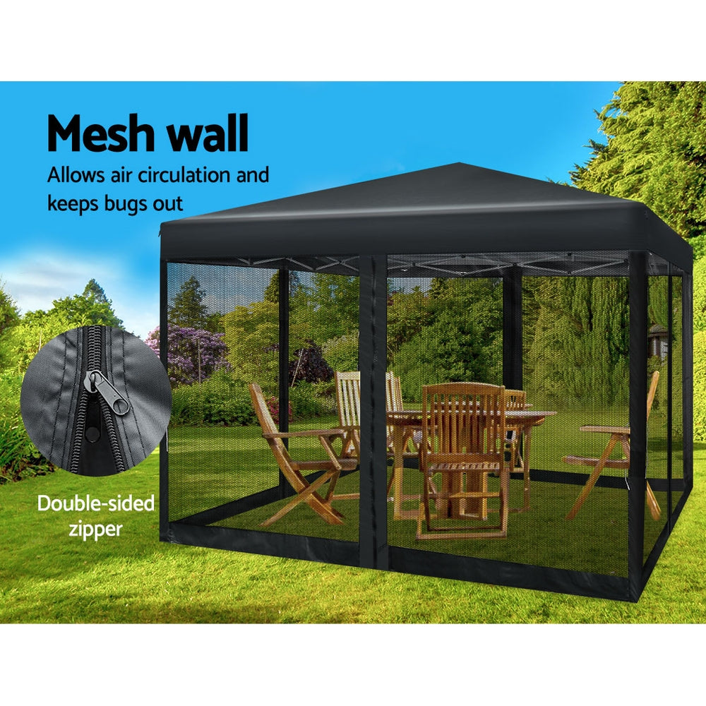 Gazebo Pop Up Marquee 3x3m-Black