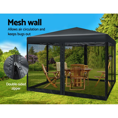 Gazebo Pop Up Marquee 3x3m-Black