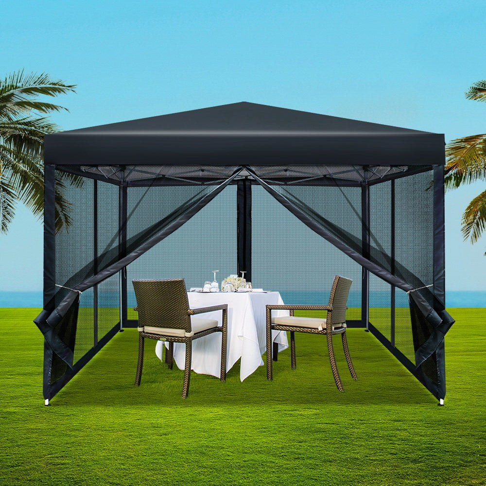 Gazebo Pop Up Marquee 3x3m-Black