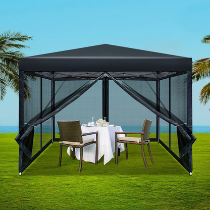 Gazebo Pop Up Marquee 3x3m-Black