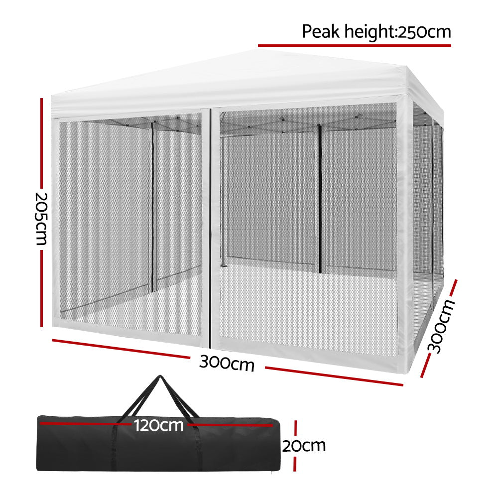 Gazebo Pop Up Marquee 3x3m-White