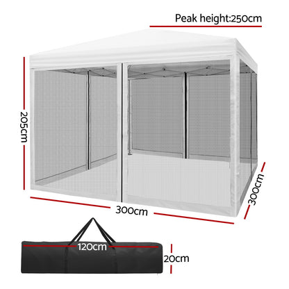Gazebo Pop Up Marquee 3x3m-White