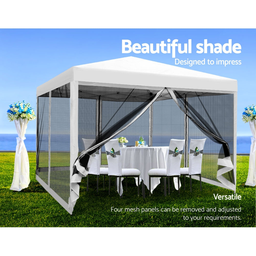 Gazebo Pop Up Marquee 3x3m-White